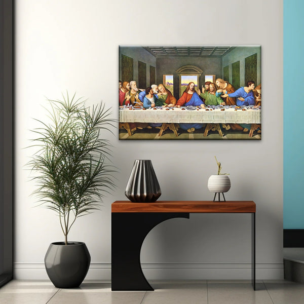 Peinture à l'huile classique de Léonard de Vinci La Cène Jésus Art mural