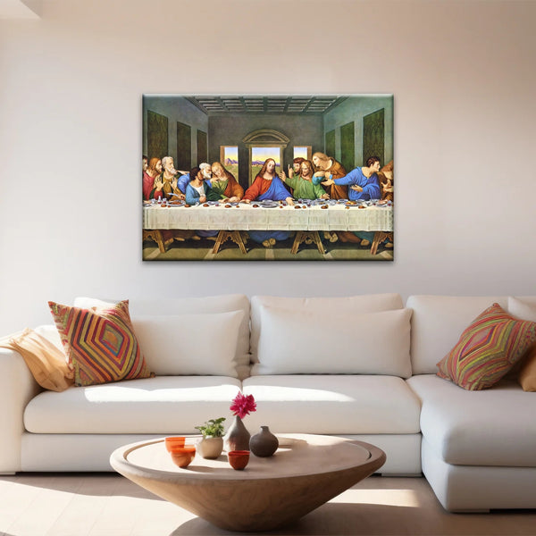 Peinture à l'huile classique de Léonard de Vinci La Cène Jésus Art mural