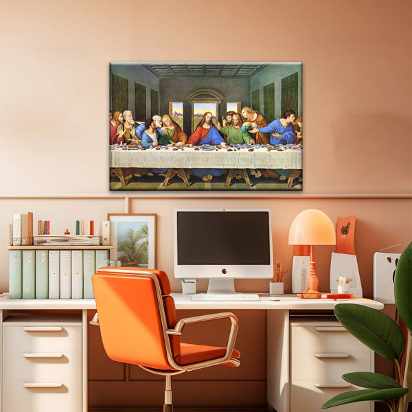 Peinture à l'huile classique de Léonard de Vinci La Cène Jésus Art mural