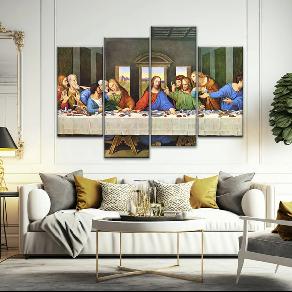 Peinture à l'huile classique de Léonard de Vinci La Cène Jésus Art mural
