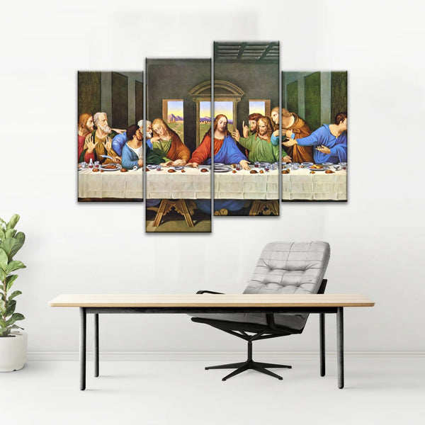 Peinture à l'huile classique de Léonard de Vinci La Cène Jésus Art mural
