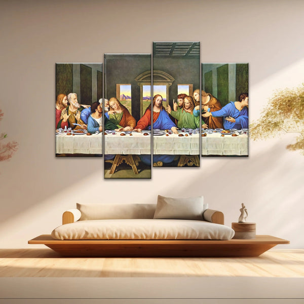 Peinture à l'huile classique de Léonard de Vinci La Cène Jésus Art mural