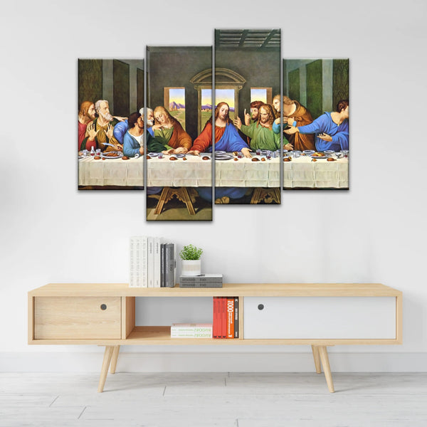 Peinture à l'huile classique de Léonard de Vinci La Cène Jésus Art mural
