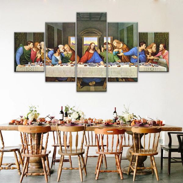 Peinture à l'huile classique de Léonard de Vinci La Cène Jésus Art mural