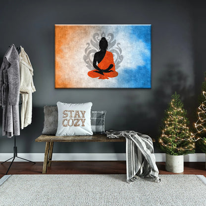 Meditierende Buddha-Silhouette mit Lotus-Hintergrund Buddha-Wand-Dekor