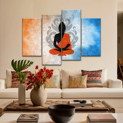 Meditierende Buddha-Silhouette mit Lotus-Hintergrund Buddha-Wand-Dekor