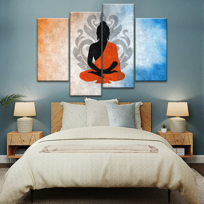 Meditierende Buddha-Silhouette mit Lotus-Hintergrund Buddha-Wand-Dekor