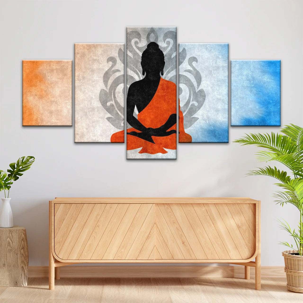 Meditierende Buddha-Silhouette mit Lotus-Hintergrund Buddha-Wand-Dekor